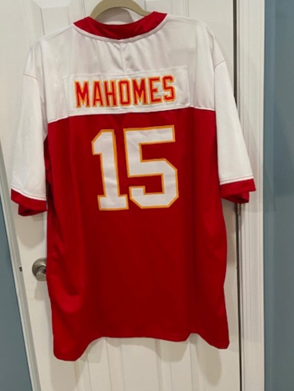 Mahomes KC Red and white jersey